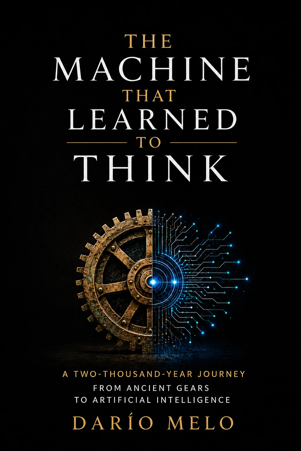 Cover of The Machine That Learned to Think, Dario Melo’s book about the history of artificial intelligence